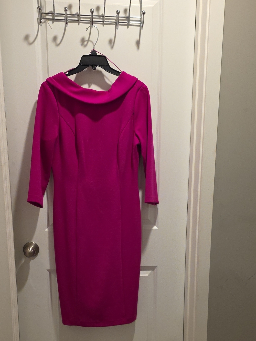 Adrianna Papell Fuchsia Cowl-Neck Sheath Dress